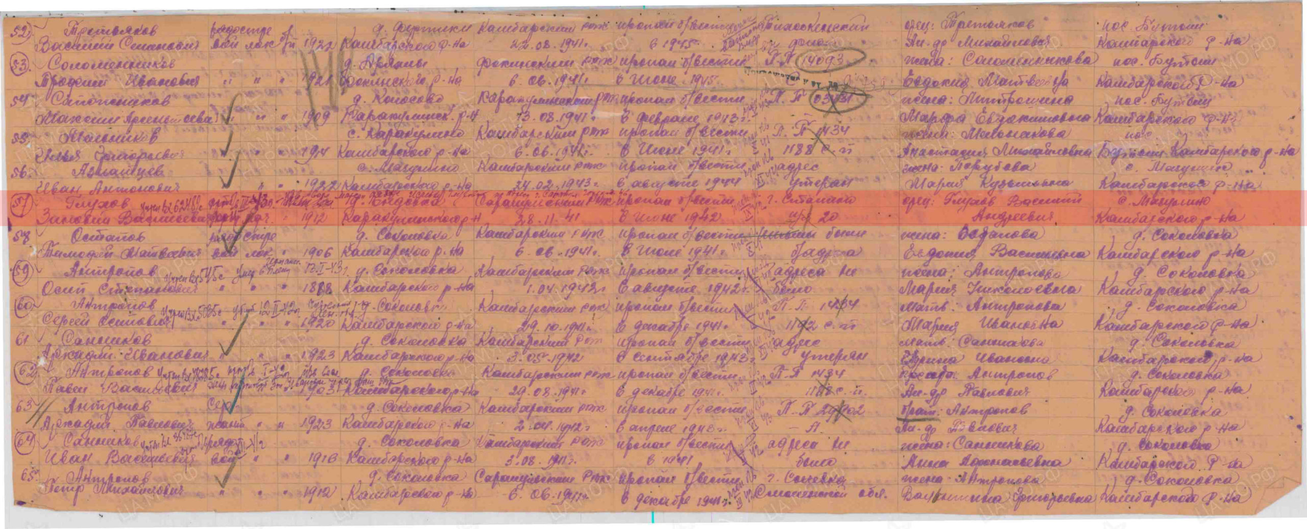 Лист донесения послевоенного периода, уточняющего потери,  15.11.1946