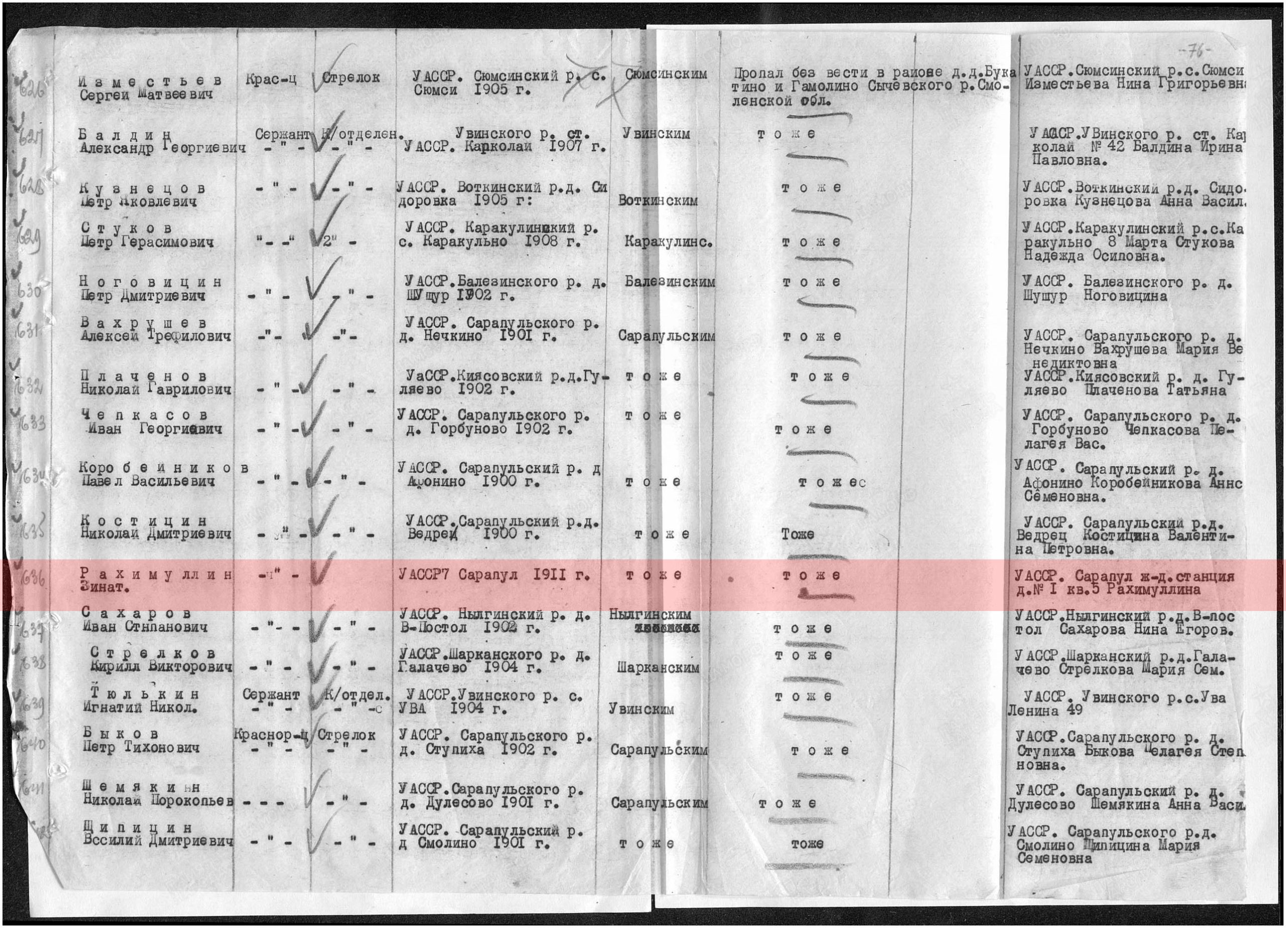 Лист донесения о безвозвратных потерях